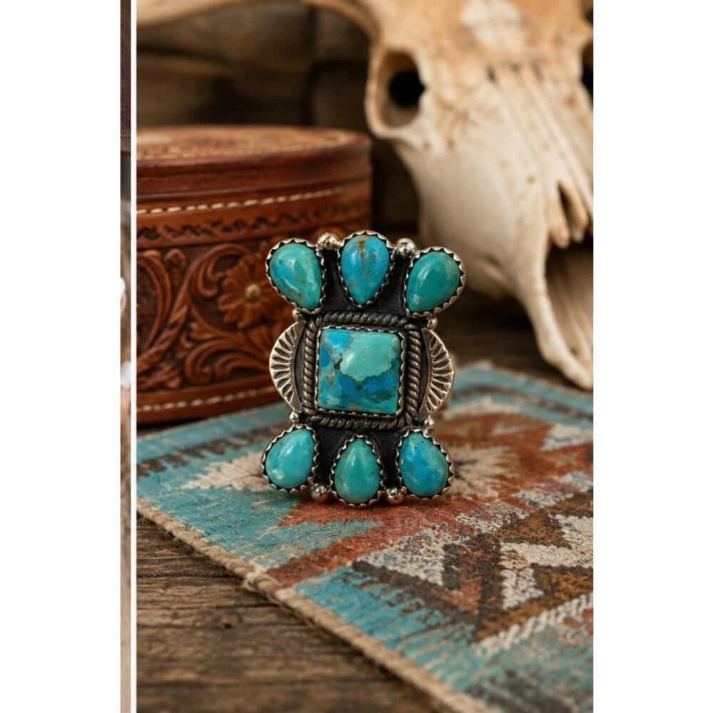 Mojave Turquoise Sterling Silver Southwestern Style Inspired Ring
